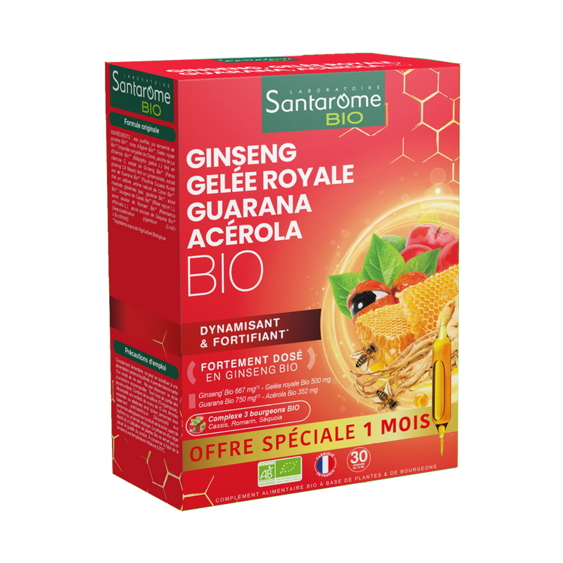 Ginseng Royal Jelly Guarana Acerola Organic - 30 ampoules