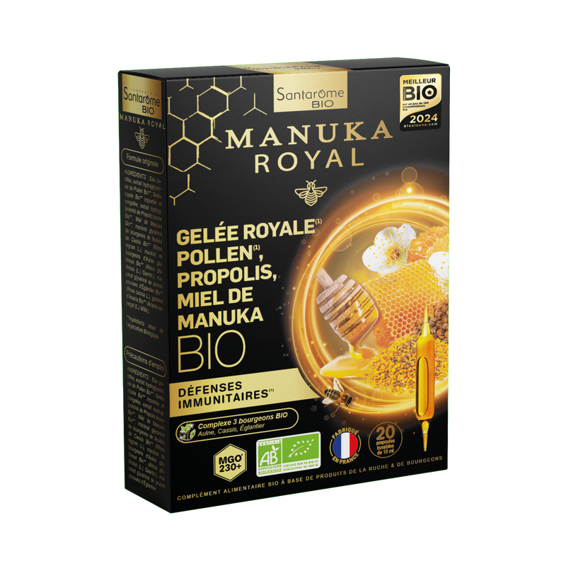 Royal Jelly Pollen Propolis Organic Manuka Honey - 20 ampoules