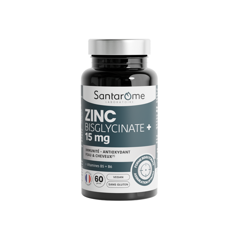 Zinc Bisglycinate + 15 mg + Vitamines B5/B6 - 60 Gélules