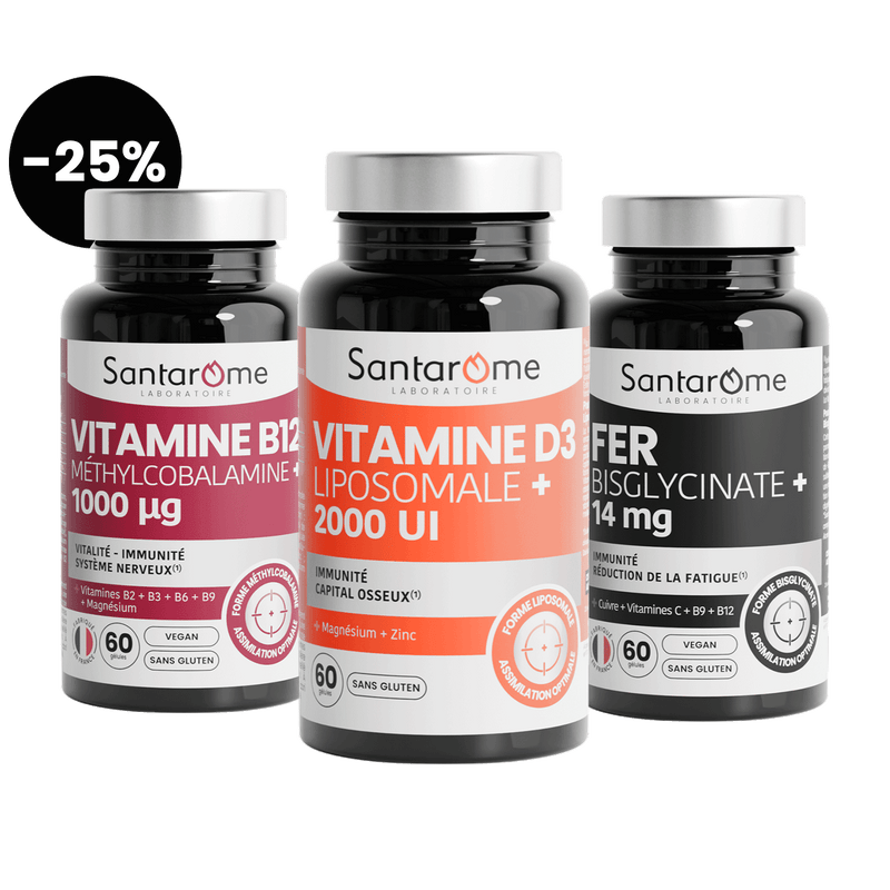 Pack Énergie & Vitalité : Fer, B12 & D3