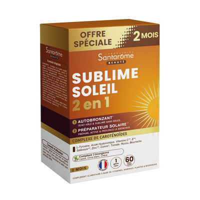 Sublime Soleil 2 en 1 – Autobronzant et Préparateur solaire – 60 gélules 2 mois 